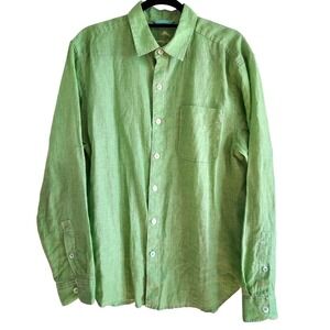 Tommy Bahama Mens Linen Long Sleeve Button Down Shirt Green M